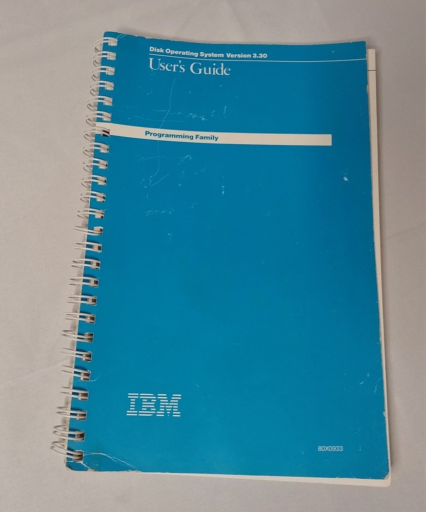 IBM Disk Operating System Version 3.30 User's Guide Spiralbound 80X0933 MS-DOS
