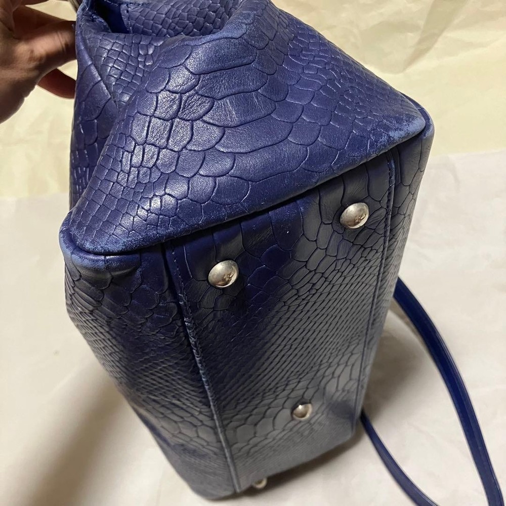 Longchamp Crocodile Embossed Handbag 2way 07a