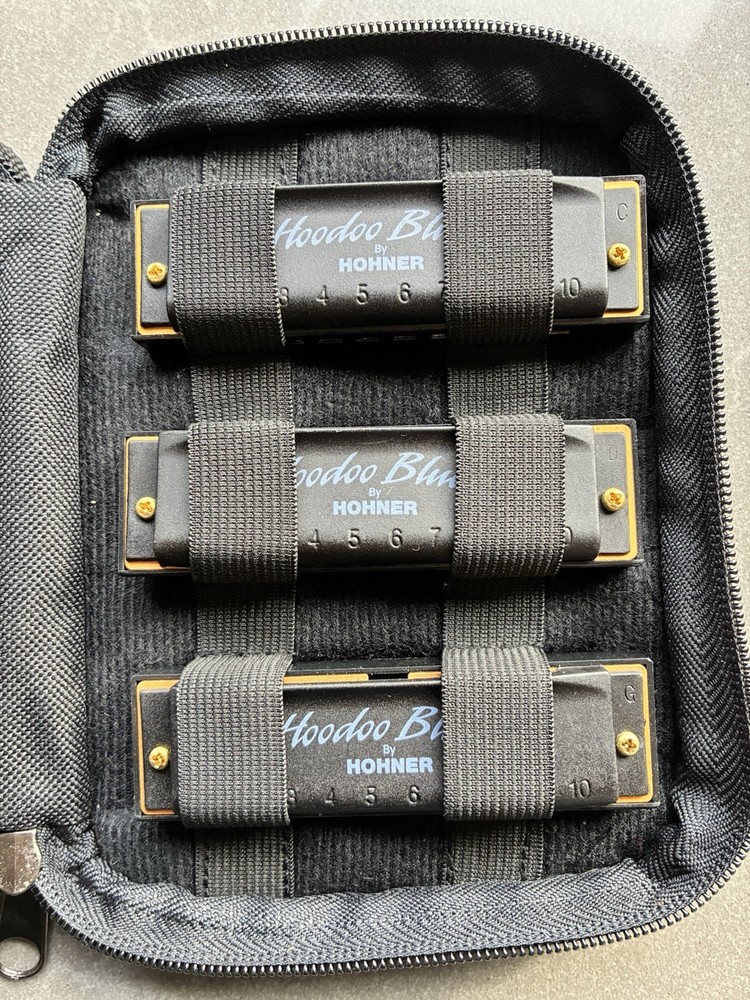 Hohner Hoodoo Blues Harmonica 3-Pack with Case C,D,G
