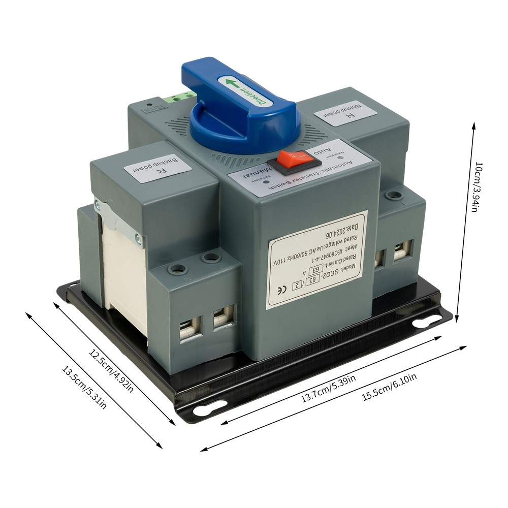 Automatic Transfer Switch Dual Power 63A ATS for Generator Changeover Switch 2P