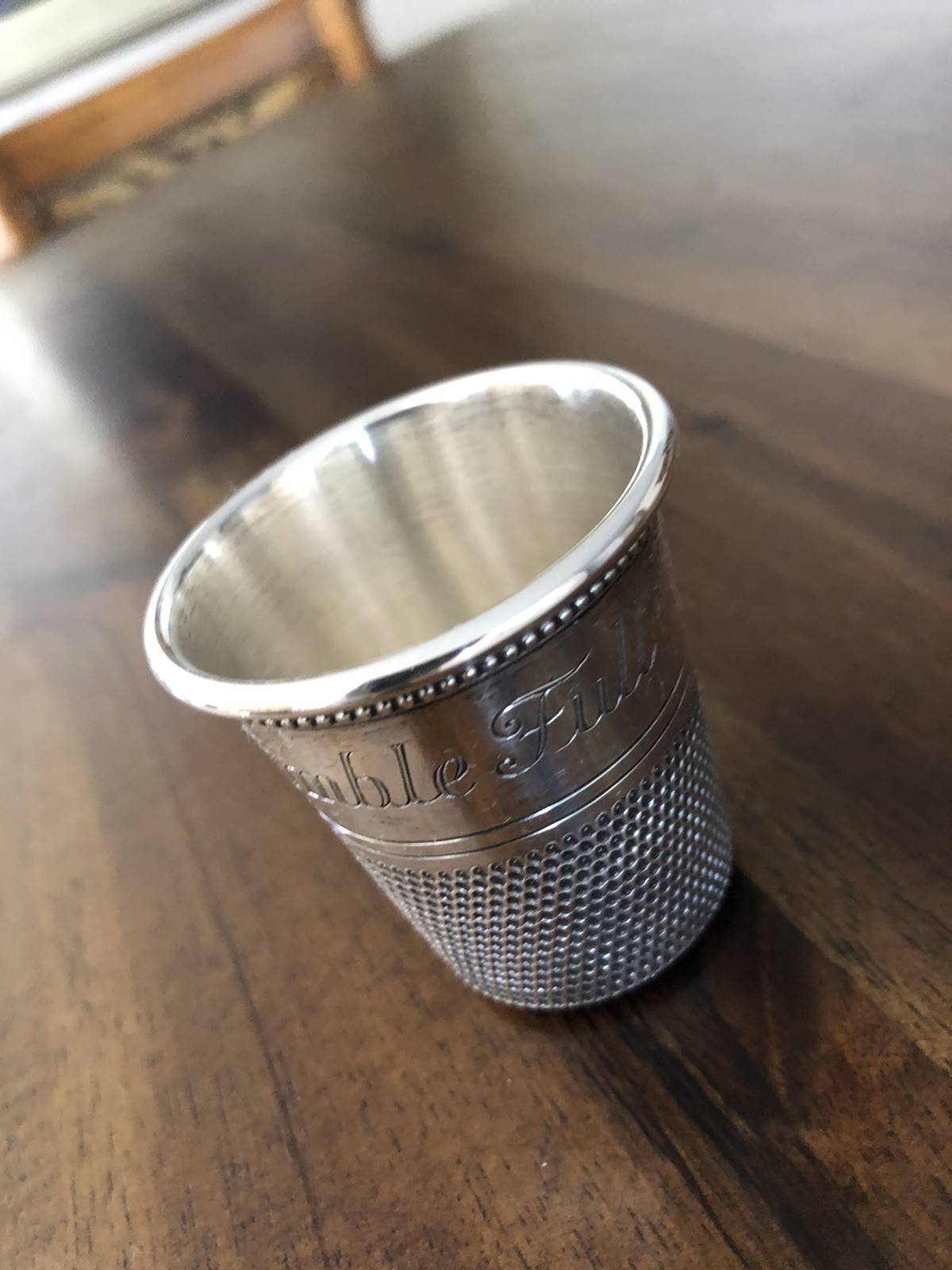 Thomae & Co. Sterling Silver "Only A Thimble Full" Shot Glass Jigger