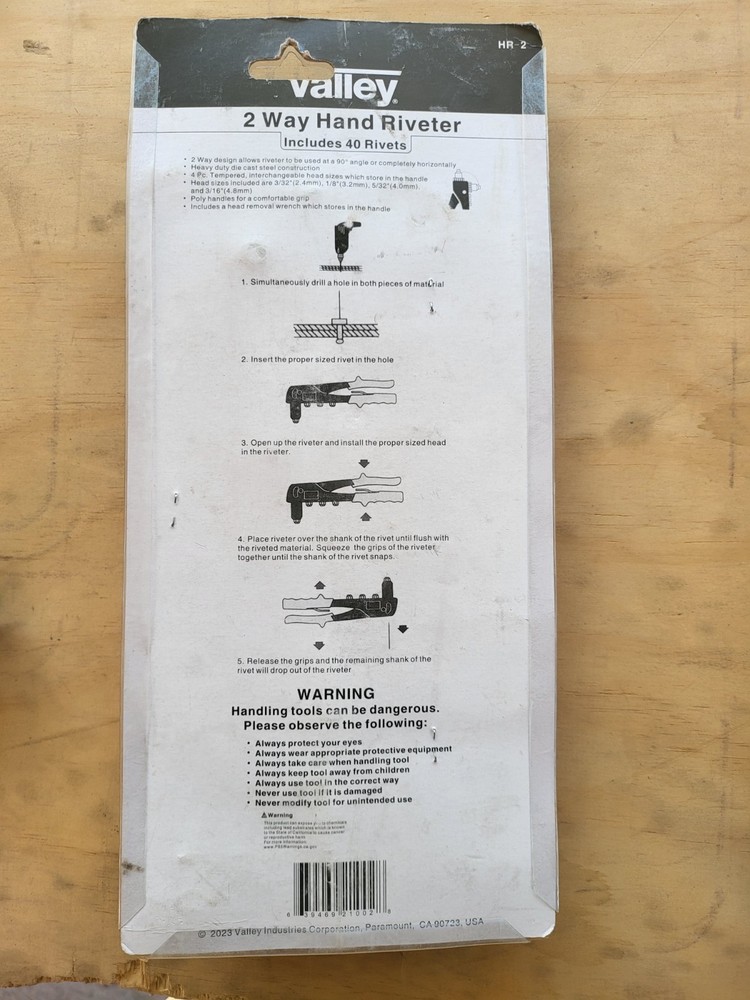 Valley 2 Way Hand Riveter Includes 40 Rivets