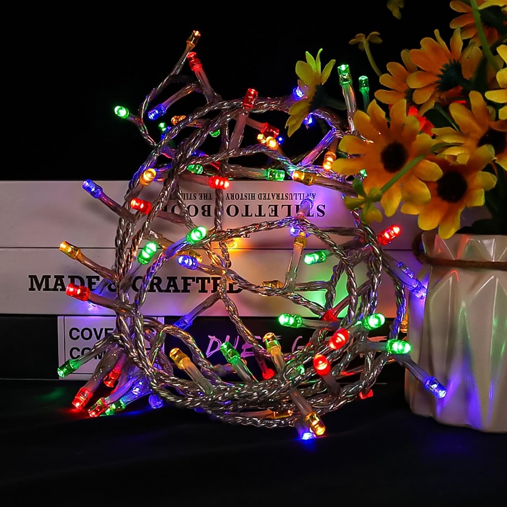 Multicolor Christmas String Lights - 100 LED String Lights Plug in for Tree, ...