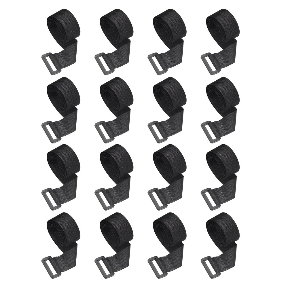 16pcs Reusable Cinch Straps 0.8"x19.7" Hook and Loop Cable Securing Strap, Black