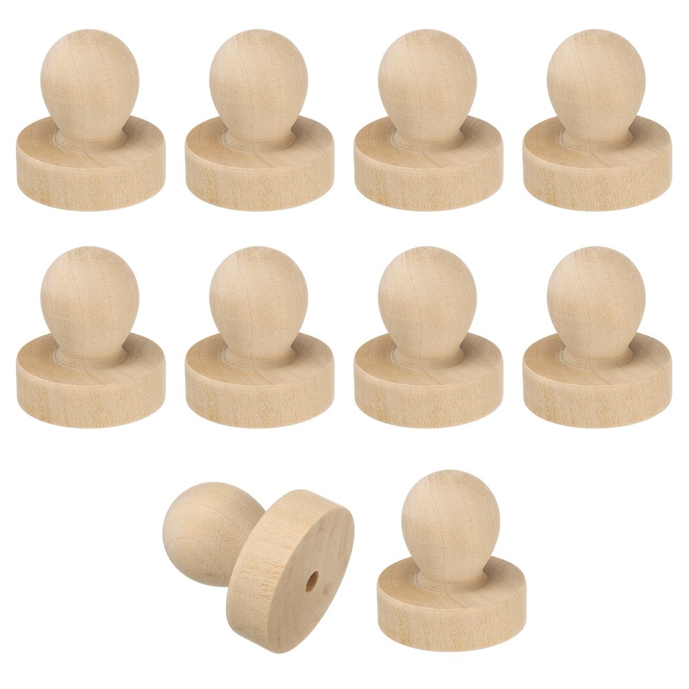 38mm Stamp Wood Round Handle, 10Pcs Wooden Knobs Stamp Mounts Drawer Pulls