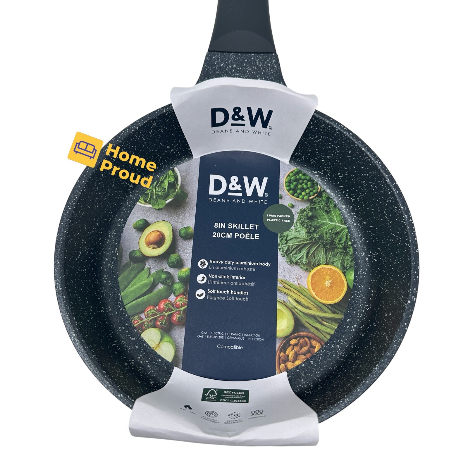 D&W Frying Pan Nonstick FRY Skillet 8 inch Deane&White Premium Kitchen Cookware