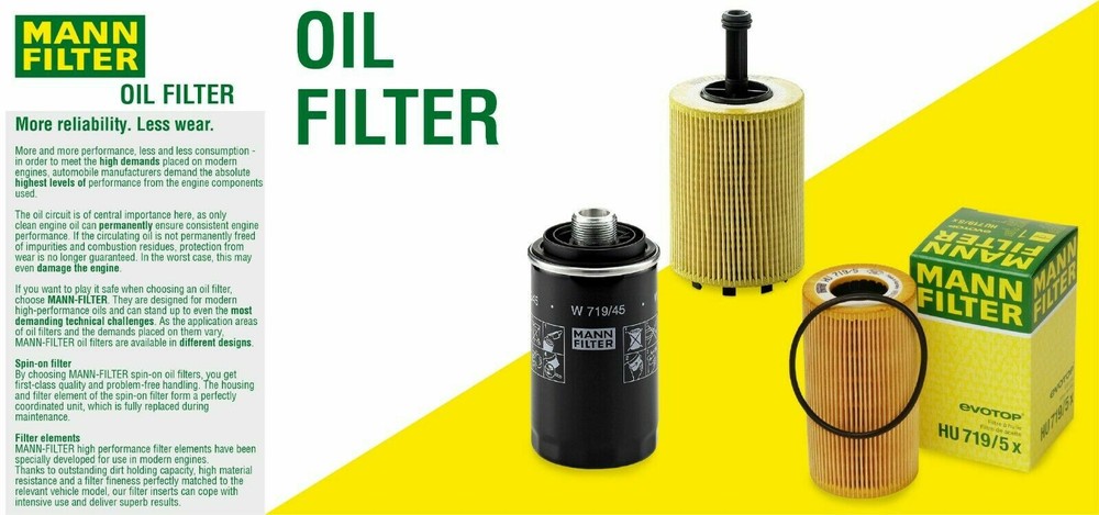 Oil Filter Mann For BMW E60 E61 E84 E85 E90 E91 E92 E93 128i 135i 525i 530i X5