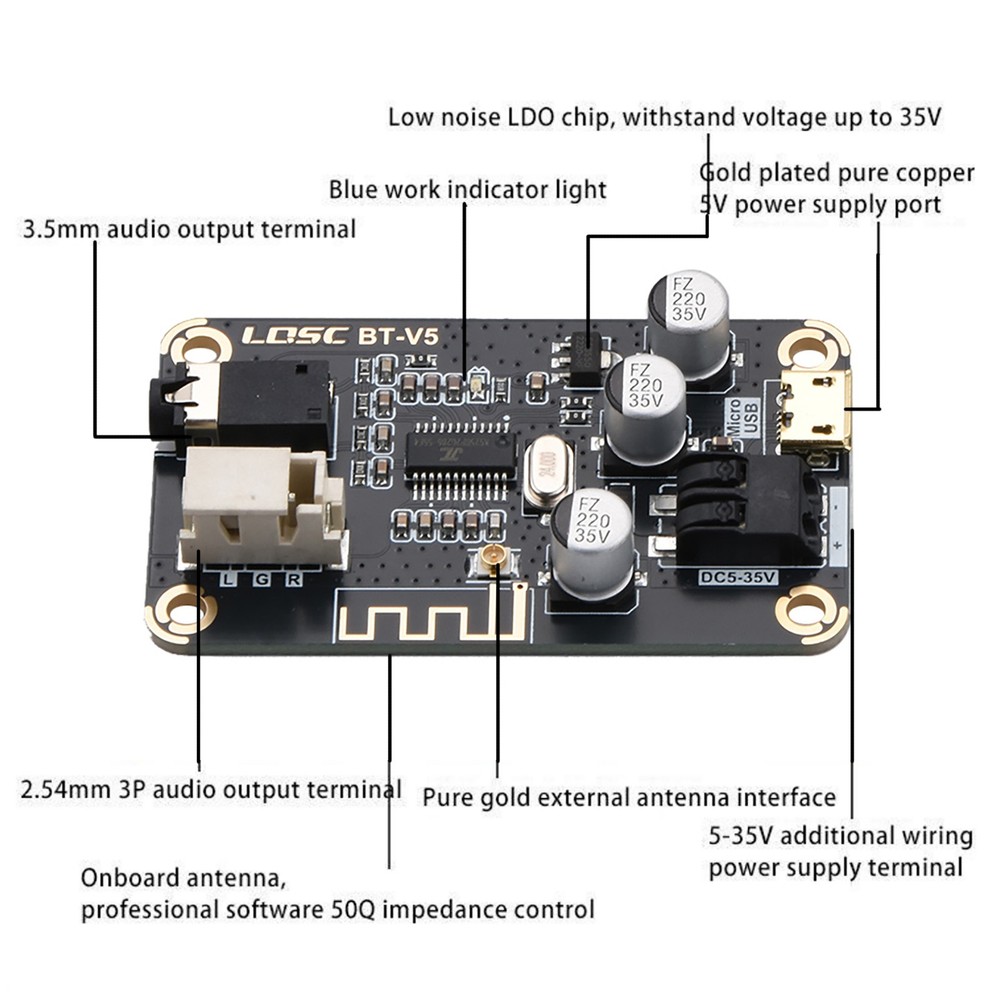 New Bluetooth4.2 Stereo Audio Receiver Module MP3 Bluetooth Decoder Board