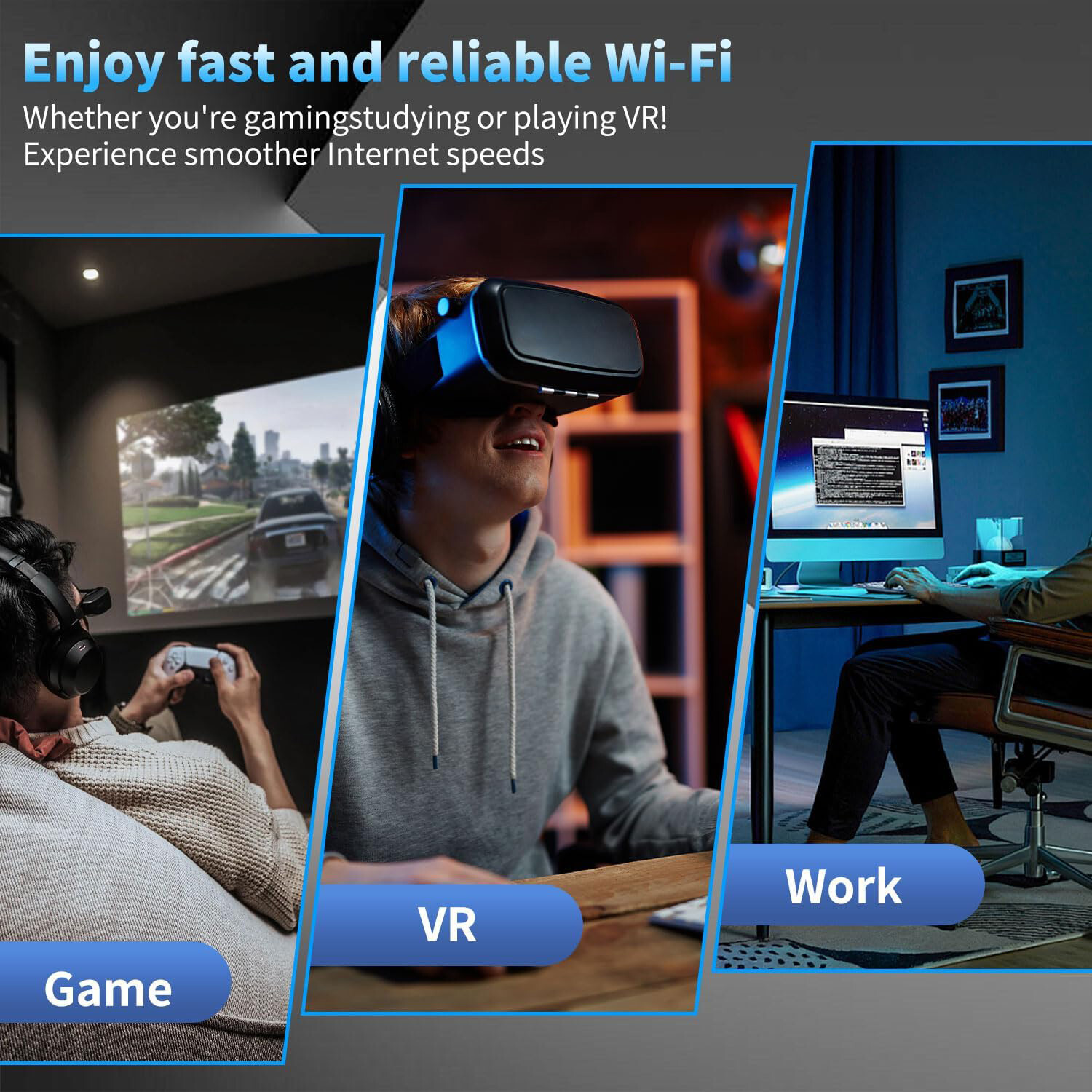 1200Mbps WiFi Extender Long Range Internet Signal Booster Dual Band for Gaming