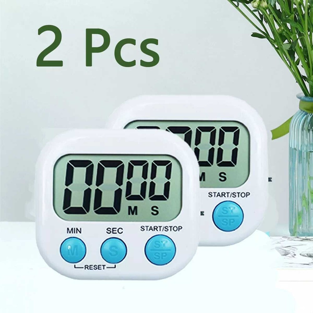 2 pack LCD digital kitchen cooking timer countdown clock loud alarm magnetic