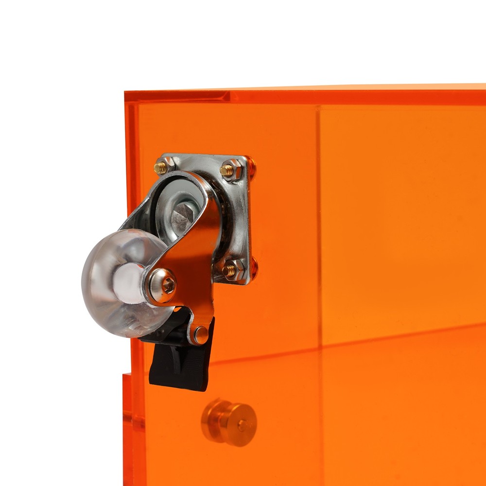 Orange Acrylic Side Table, Storage Rack with Wheels, Acrylic Bedside Table