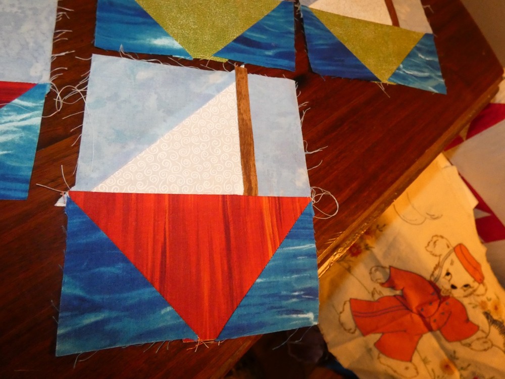 Sailboat Quilt Blocks Handmade Pieced