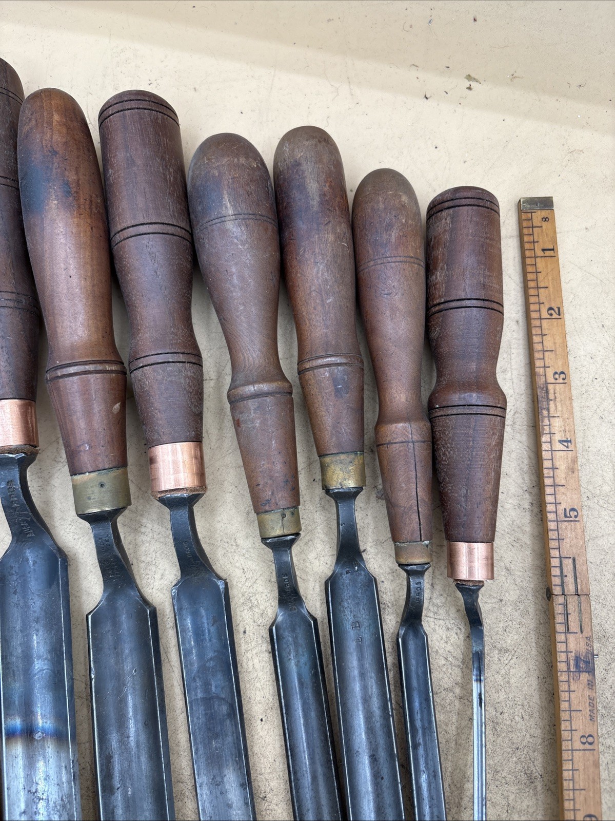 Buck Bros Vintage Lot of 8 Crank Neck Gouge Chisels Wood Carving