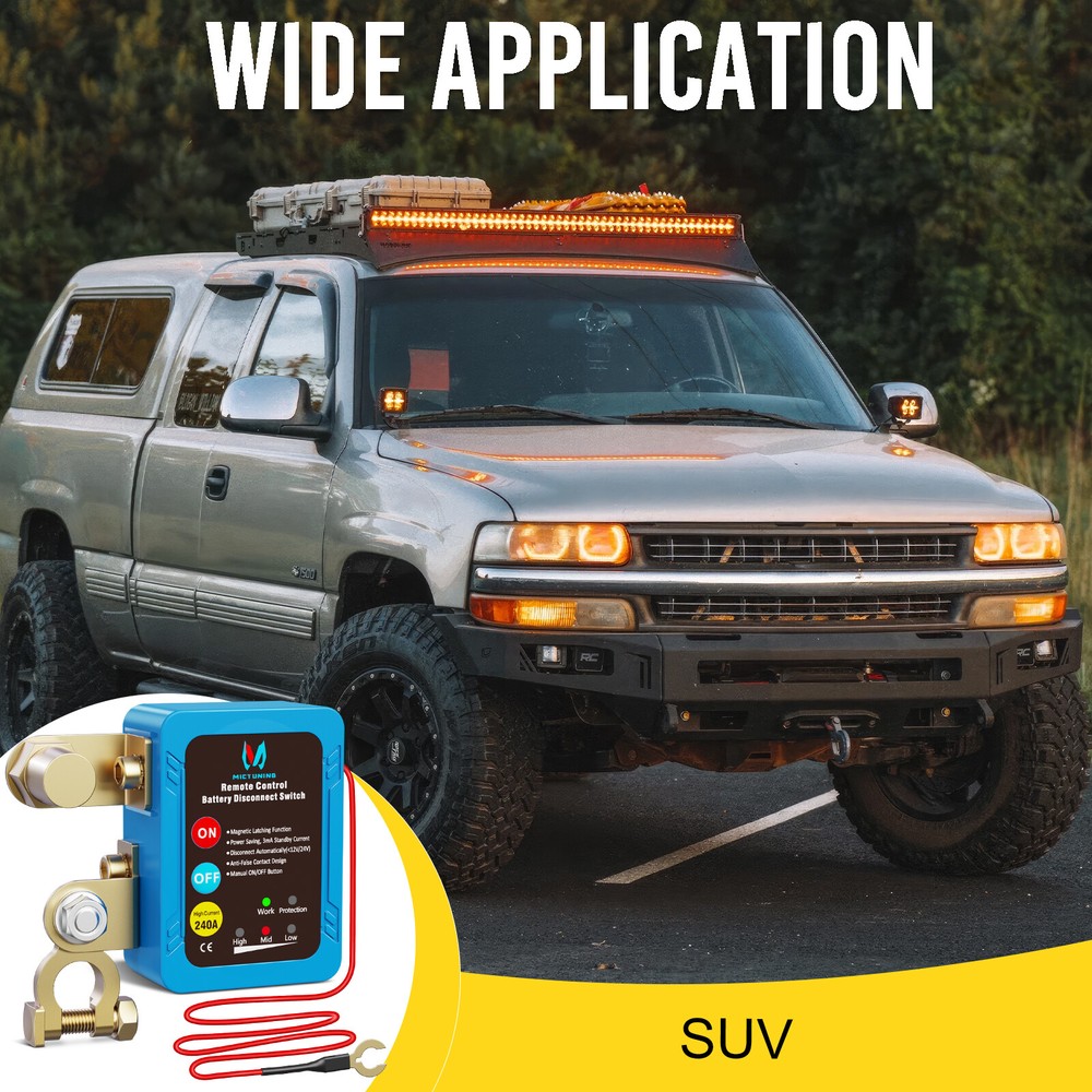 MICTUNING Remote Battery Disconnect Kill Switch Automatic 12V 240A LED Indicator