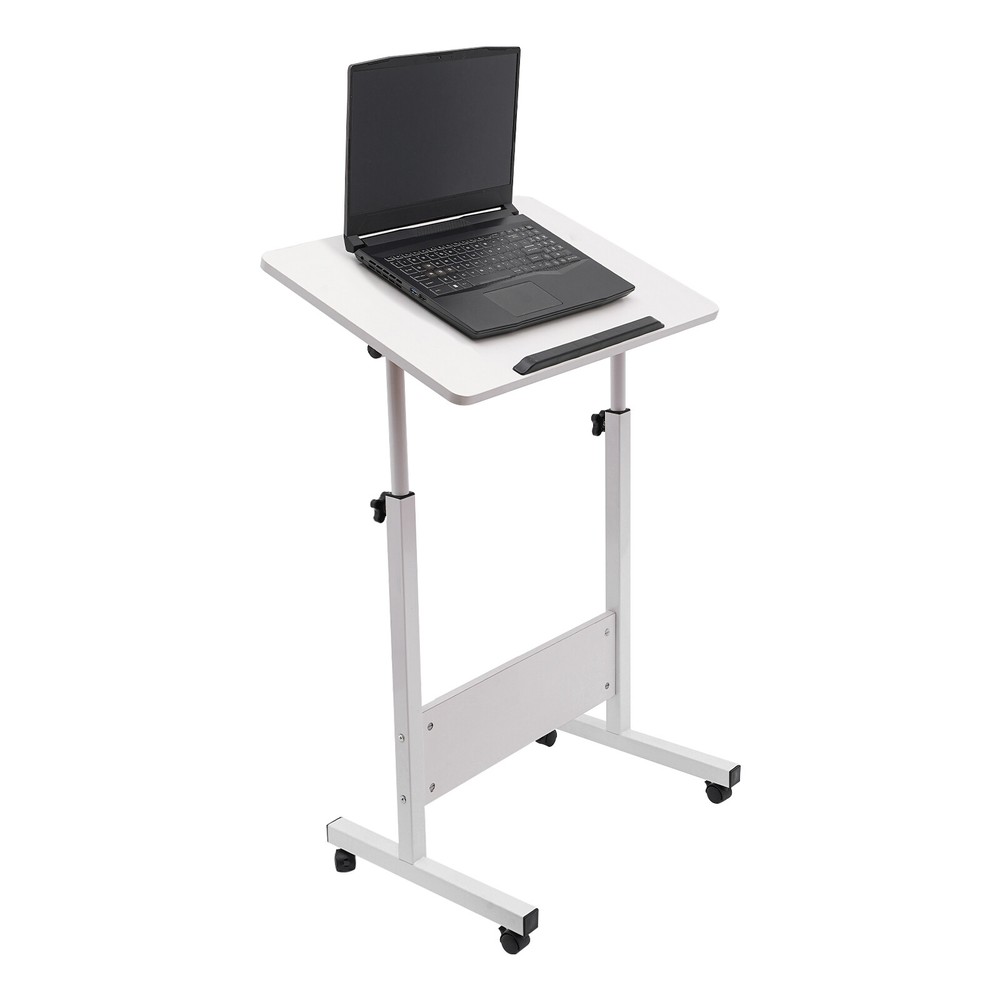 Rolling Laptop Desk Adjustable Height Computer Table Stand up Office Workstation