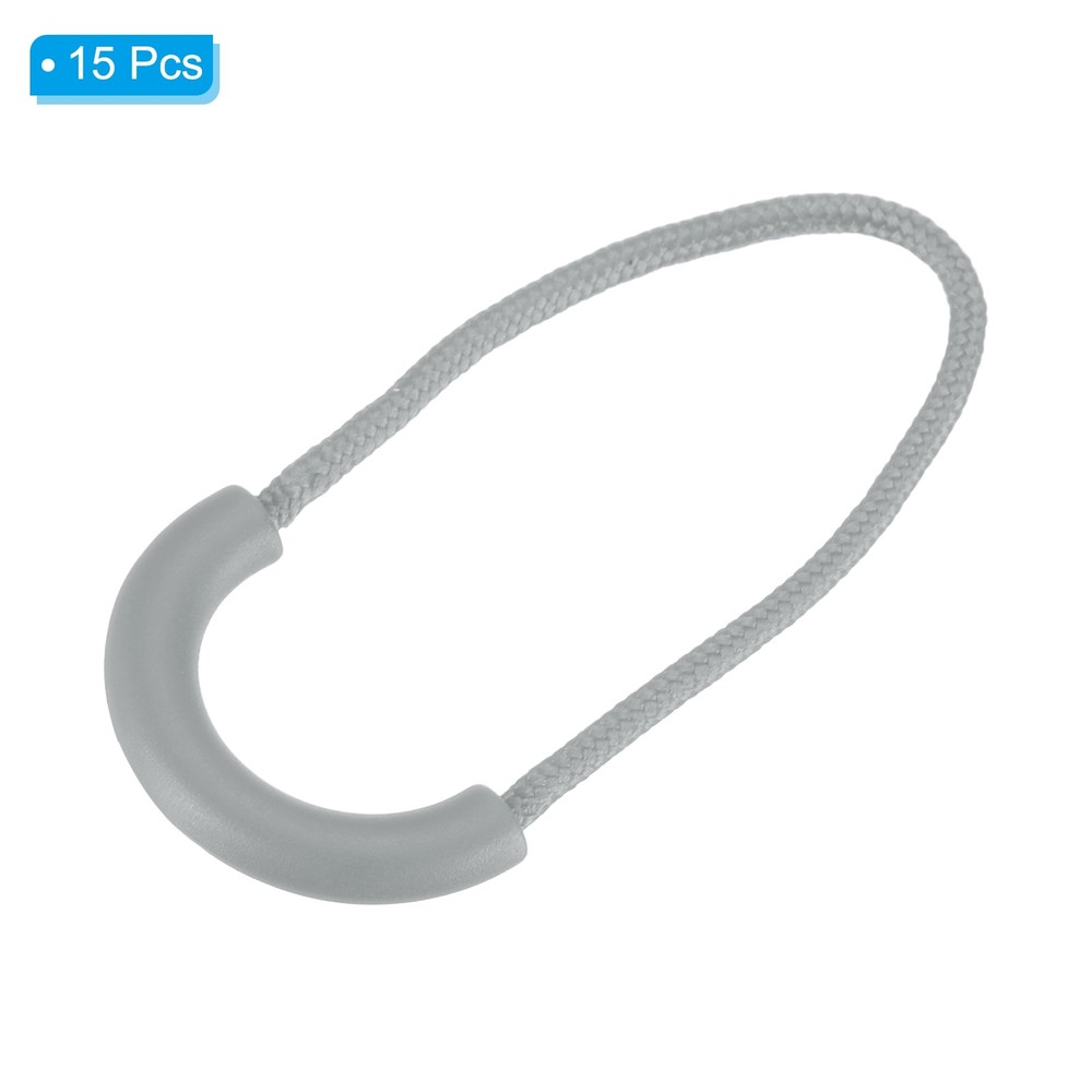 Zipper Pulls Replacement, 15 Pack Extension Cord Handle for Bags, Dark Gray