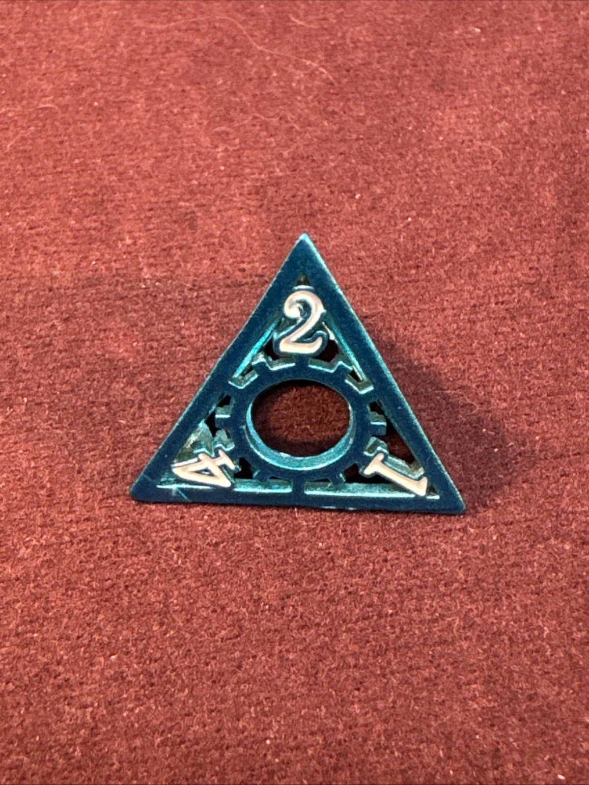 Blue Gear-Themed Hollow Metal Dice Set for RPG DND Games