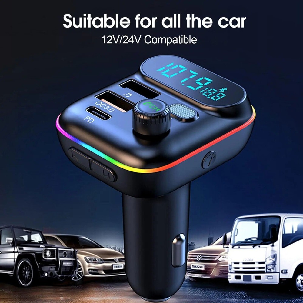 Bluetooth Car Adapter FM Transmitter USB AUX Radio Handsfree MP3 Music Player US