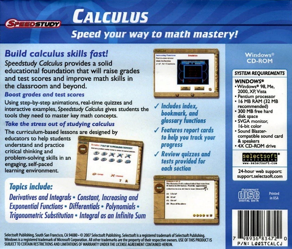 SpeedStudy QuickStudy Calculus - Improve Grades Scores PC Windows Sealed New