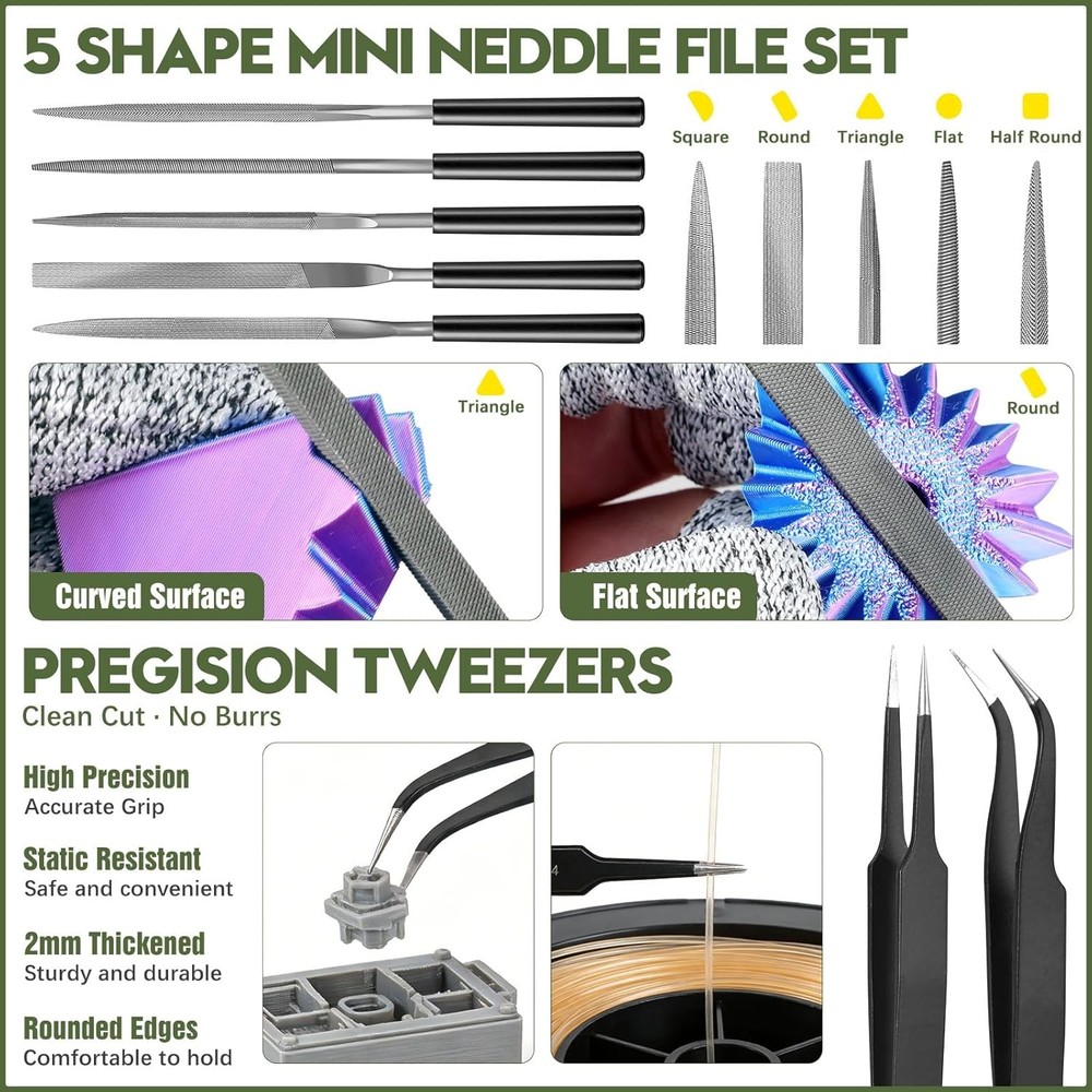 51Pcs 3D Printer Tool Kit W/ Storage Case 3D Printing Accessories Including