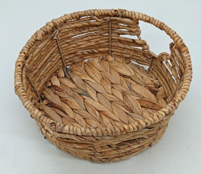 Round Water Hyacinth Woven Decorative Storage Basket 10"
