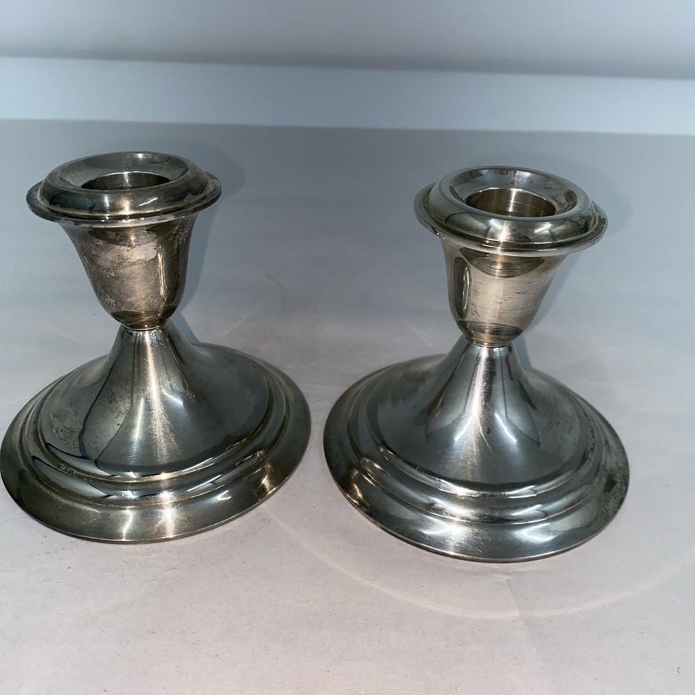 Pair Gorham Heritage EP Silverplate Candlesticks  Height 3.5 Inch