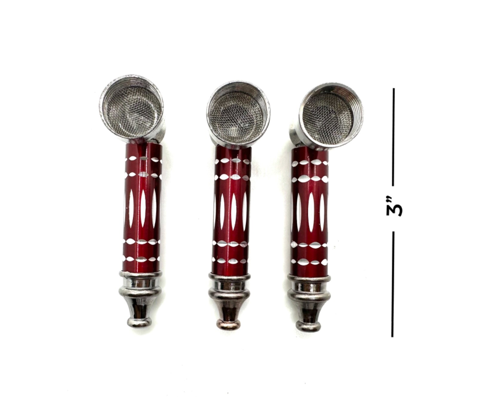 3X Red Metal Smoking Pipes + Tobacco Screens For Bowl SAME DAY SHIP
