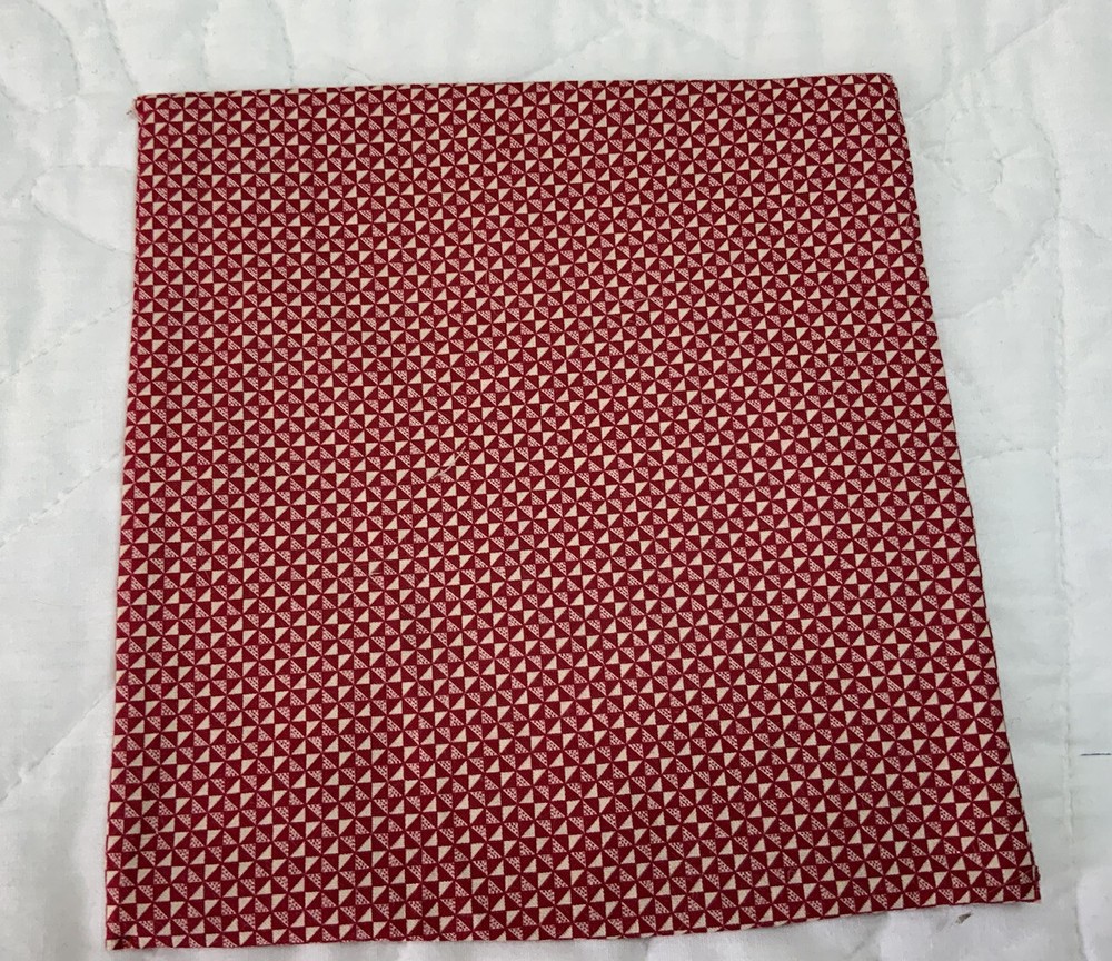 Vintage Patchwork Small Quilt Table Topper, Square, Diamonds, Royal Blue, Red