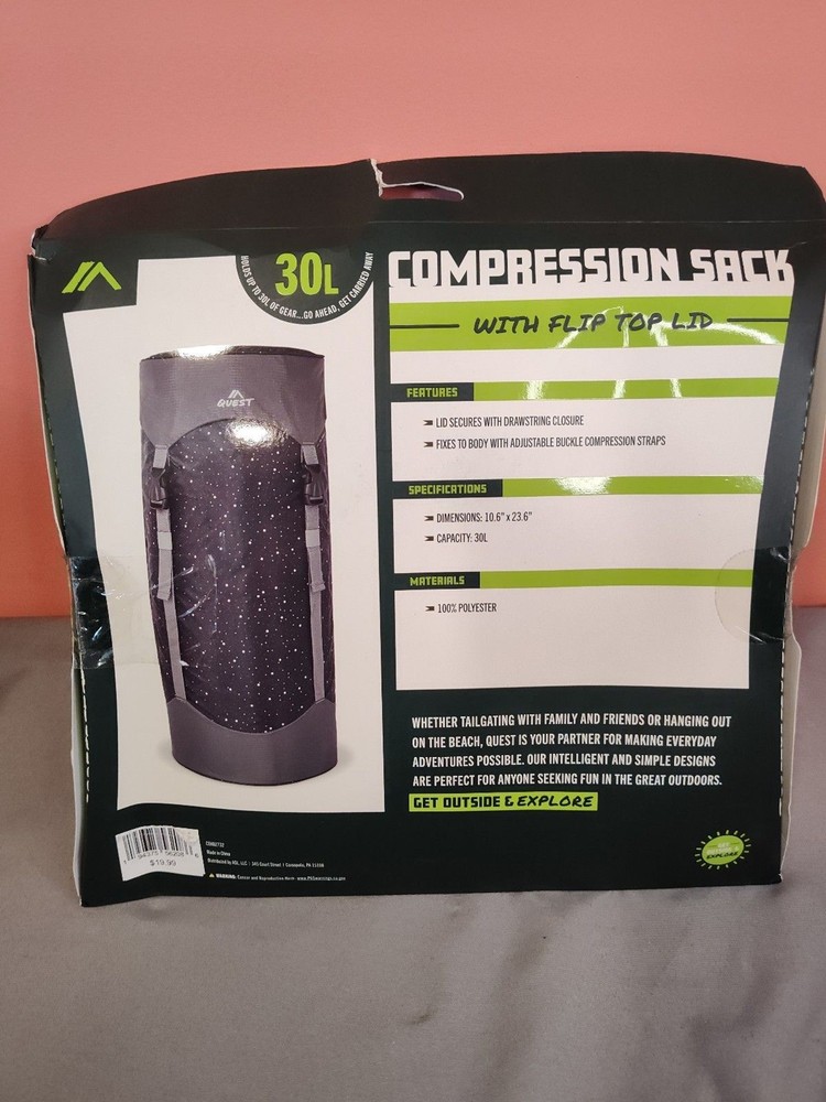 Quest Compression Pack Flip Top Lid 30L Black Gray