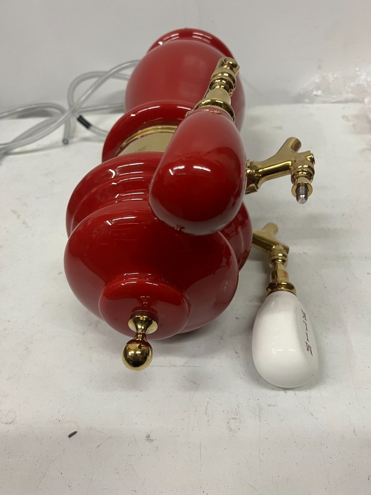 Ceramic Draft Beer Tower - Red - 3 Faucets - Air Cooled