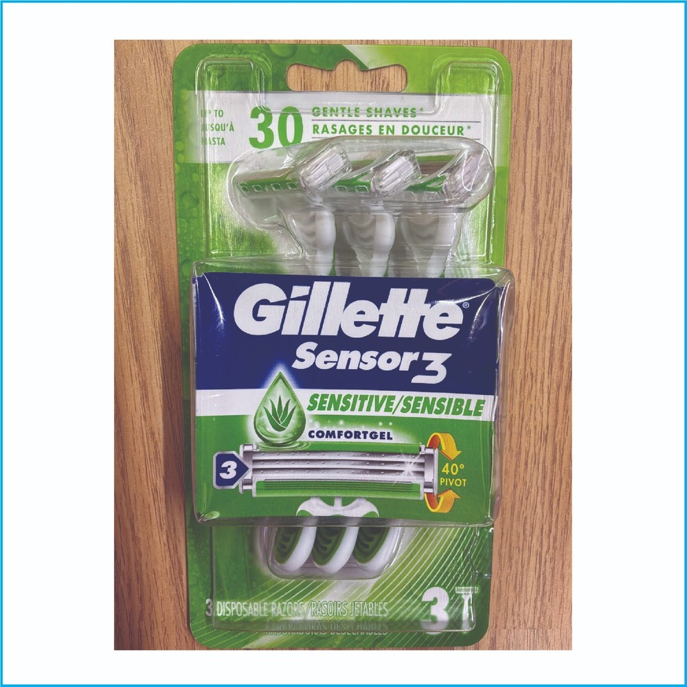 Gillette Sensor3 Sensitive Disposable Razors ComfortGel 3 Pack 3 Blade