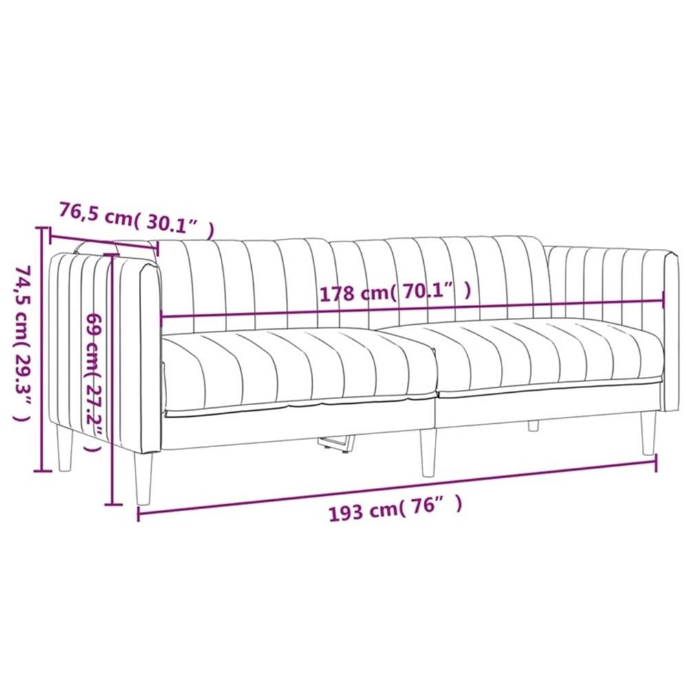 Bowery Hill 3-Seater Rectangular Durable Sofa in Black Polyester