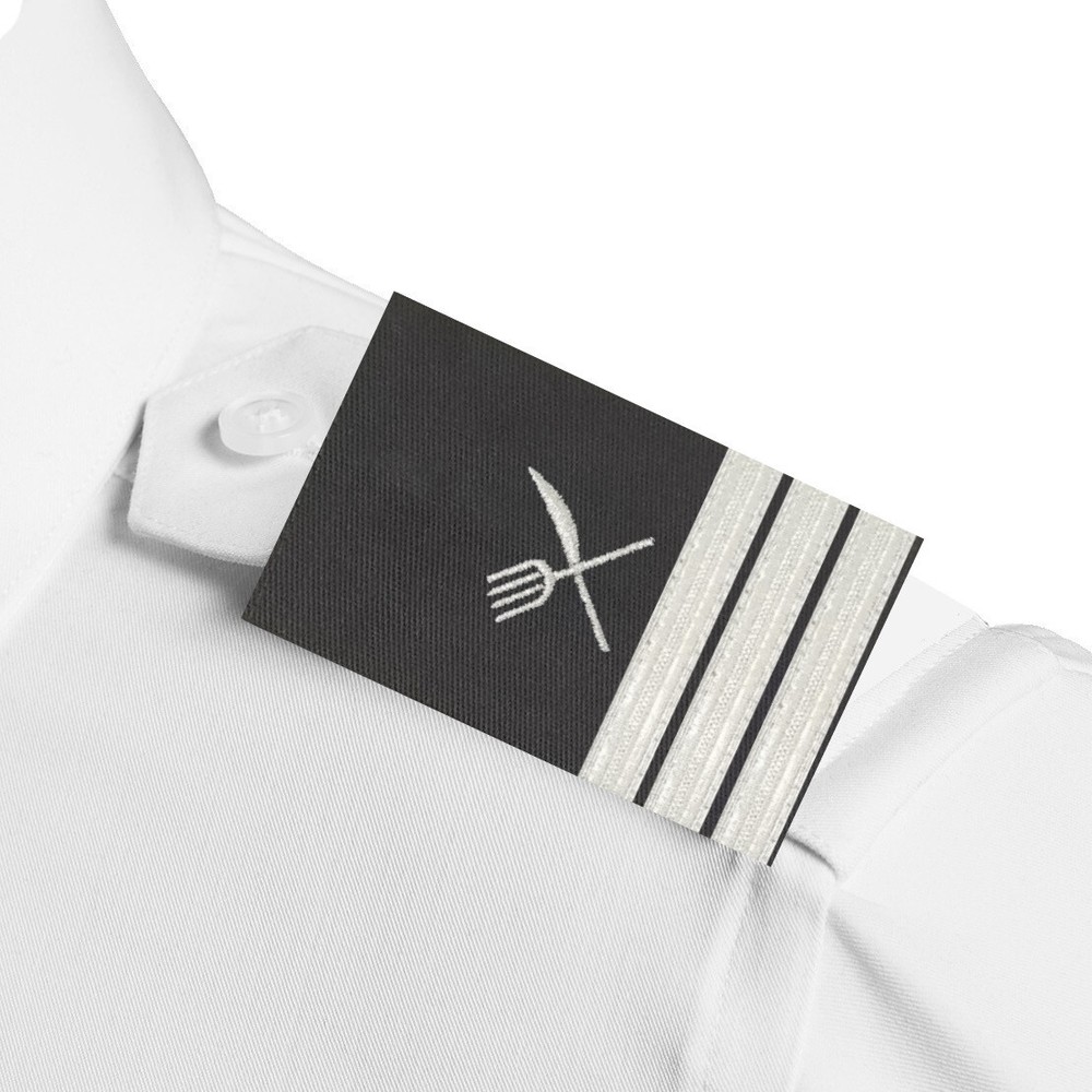 BuyStripes Chef Uniform Shoulder Board Epaulets Silver Knife & Fork & Three Bars