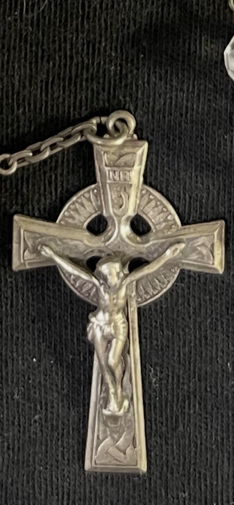 1870’-1920’s Catholic Rosary Sterling Silver Crucifix With Beads