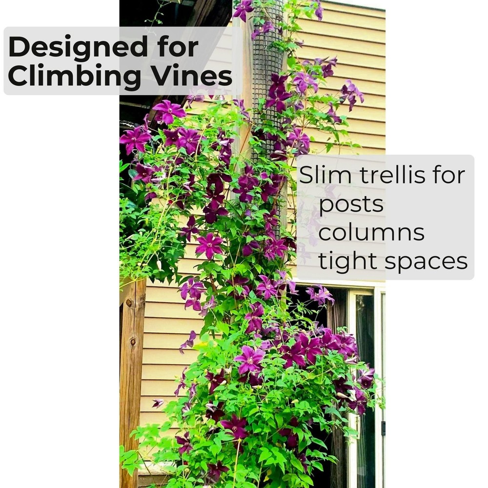 Narrow Trellis for Deck Posts and Flat Sided Mailbox Posts, HDPE Mesh for Cle...