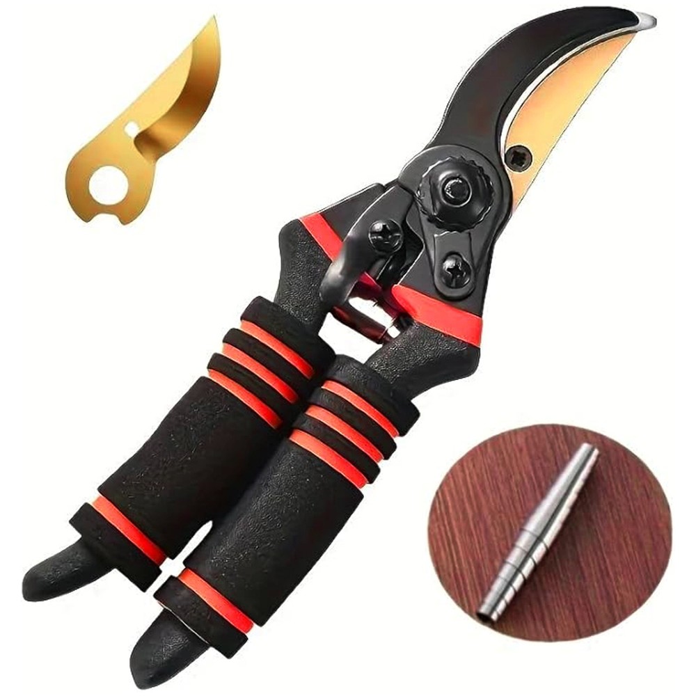 Pruning Shears for Gardening, Ergonomic Handle, Sharp Blades Black