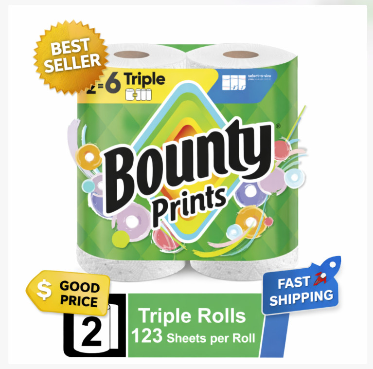 Select-A-Size Printed Paper Towels, 2 Triple Rolls, 123 Sheets