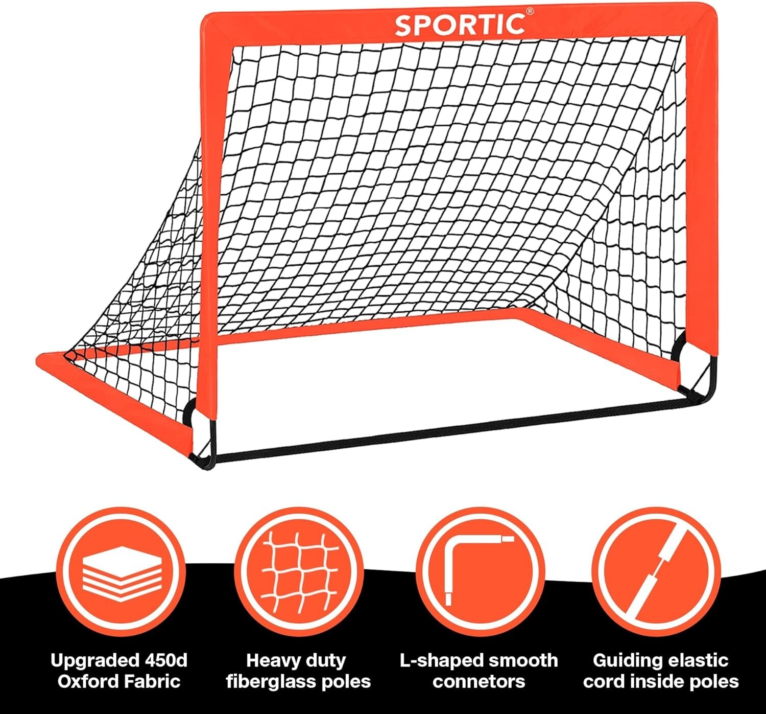 SPORTIC 4' x 3' Soccer Goal Net Set 2 Pk Portable Pop Up for Kids Practice Train