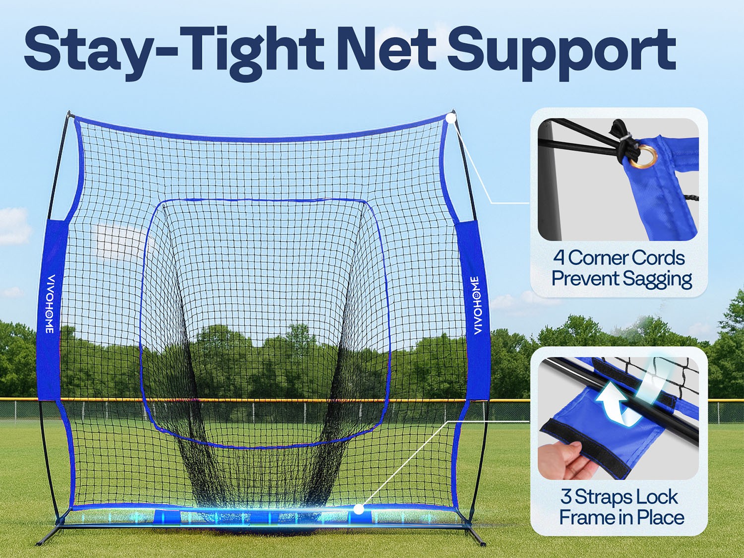 Portable Baseball & Softball Practice Net with Batting Tee 7x7 ft Aluminum Frame