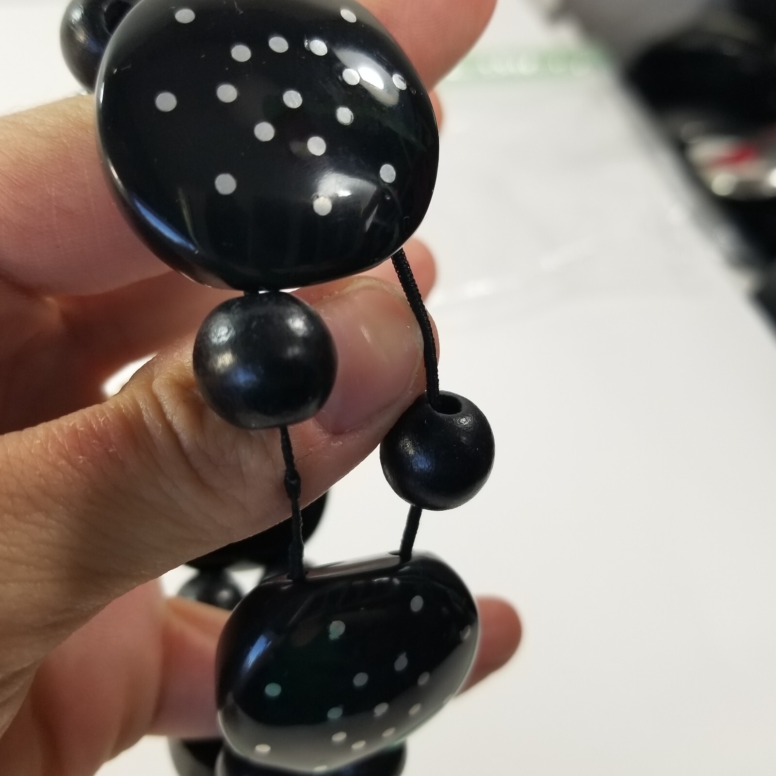 Black Polka Dots Bead Stretch Bracelet Chicos Chico's Minotaur