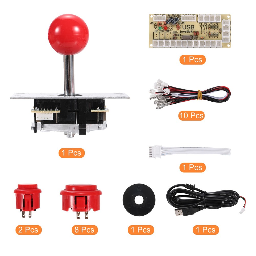 PC Joystick DIY 5-Pin ABS Kit for PC Classic Arcade Red