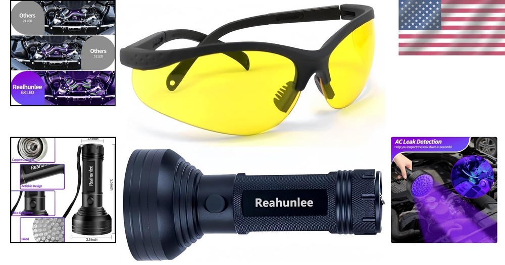 Pro AC Leak Detection Flashlight with Protective Glasses - 12.3W & Easy to Use