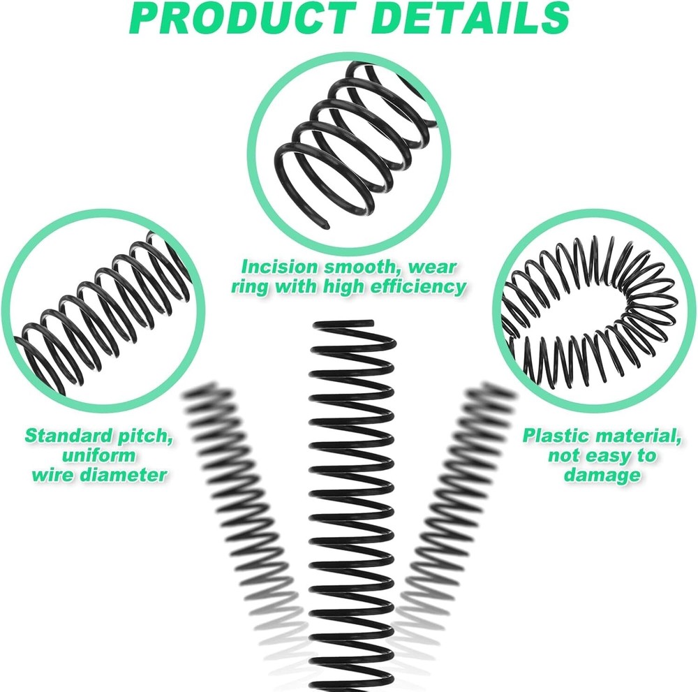 120 Pack Plastic Spiral Binding Coils Binding kit Spirals Multi Size Spiral B...