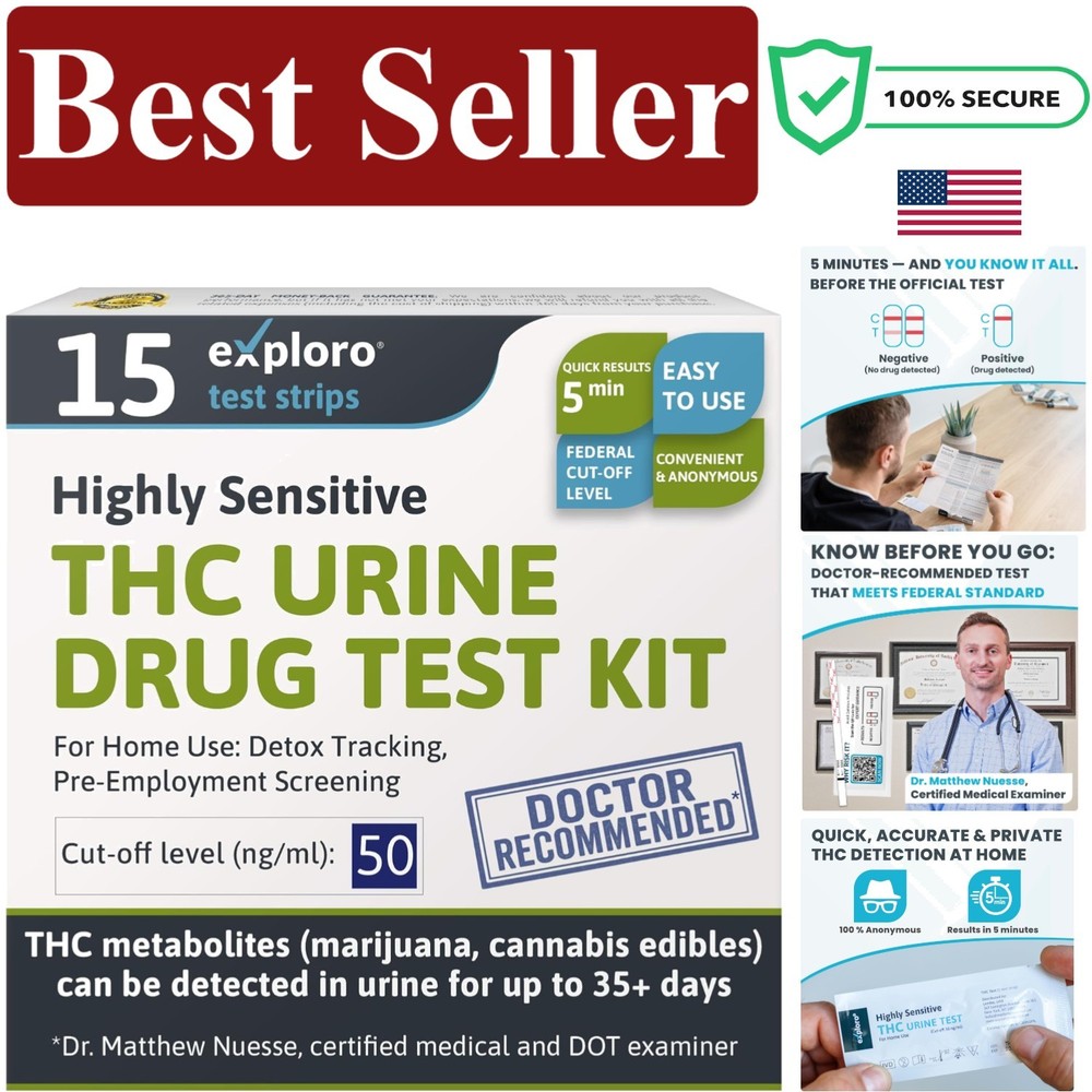 15 Count THC  Strips for Reliable Home Marijuana Testing - Easy to Use Kit