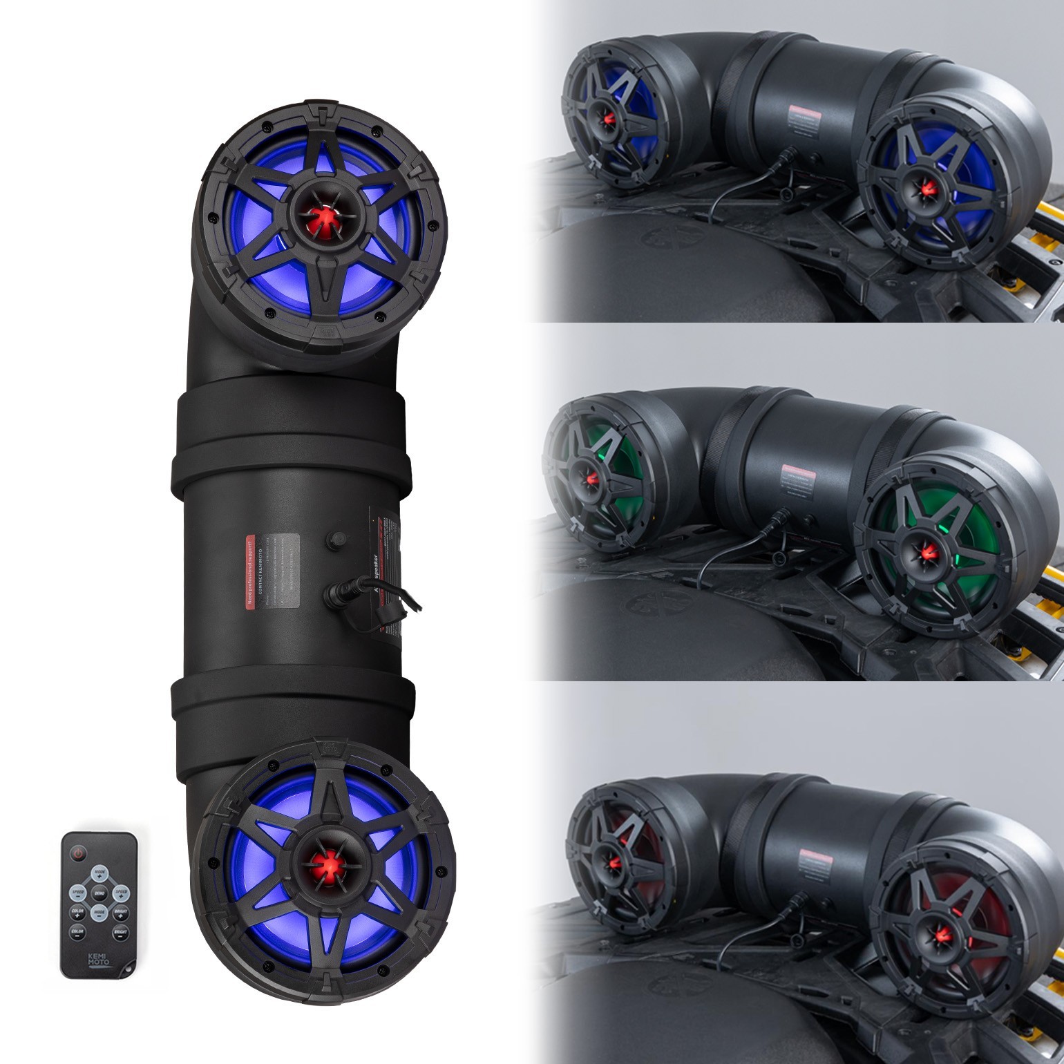 6.5 Inch ATV Speaker Bluetooth Soundbar Audio Systems w/ 20 RGB Lights Amplifier