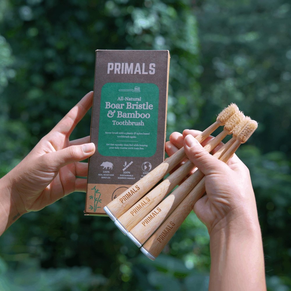Bamboo Toothbrush 4-Pack Biodegradable Boar Bristles Plastic Free