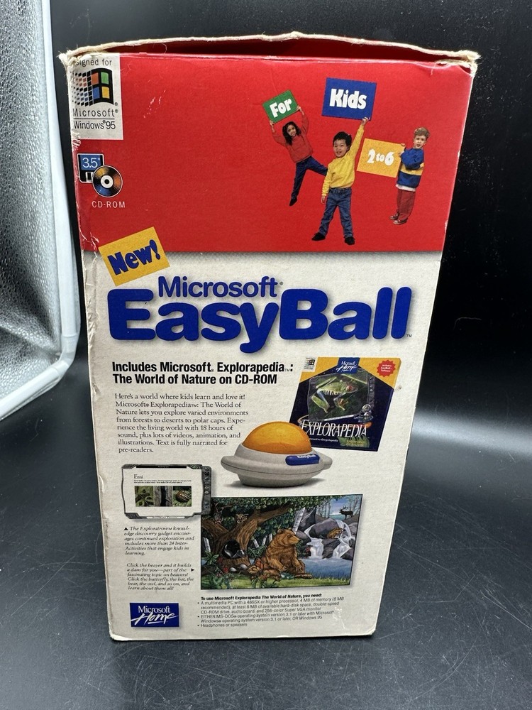 Microsoft Easyball Vintage Children’s Navigation Trackball PC Device-untested