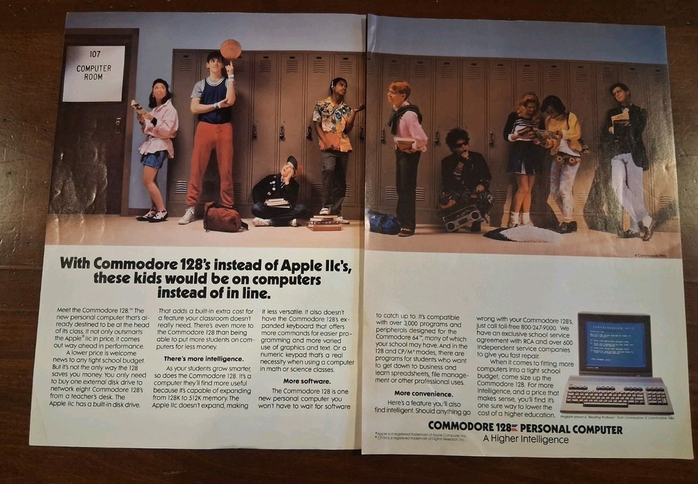 Commodore 128 Computer Print Ad 16x11 1980s