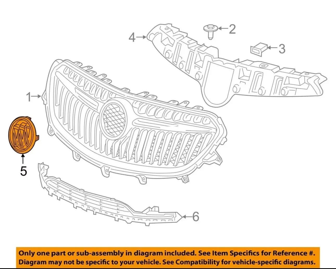 NEW OEM GM 2017-2022 BUICK ENCORE FRONT GRILLE BUICK EMBLEM BADGE 42353805