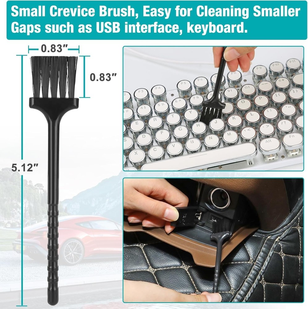 Comprehensive Microfiber Car Detailing Brush & Gel Kit for Pristine Interiors